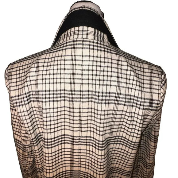 MNG Mango, S, tan black plaid long sleeve single button padded knit blazer ￼ - Picture 4 of 11